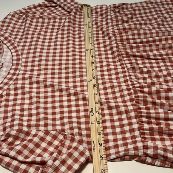 Chicsoul Rust Colored Gingham Print Long Sleeve Dress Size 2X - Picture 4 of 9